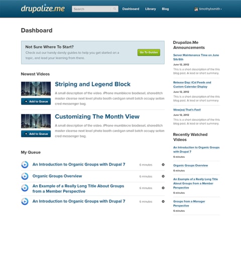 Drupalize.me dashboard