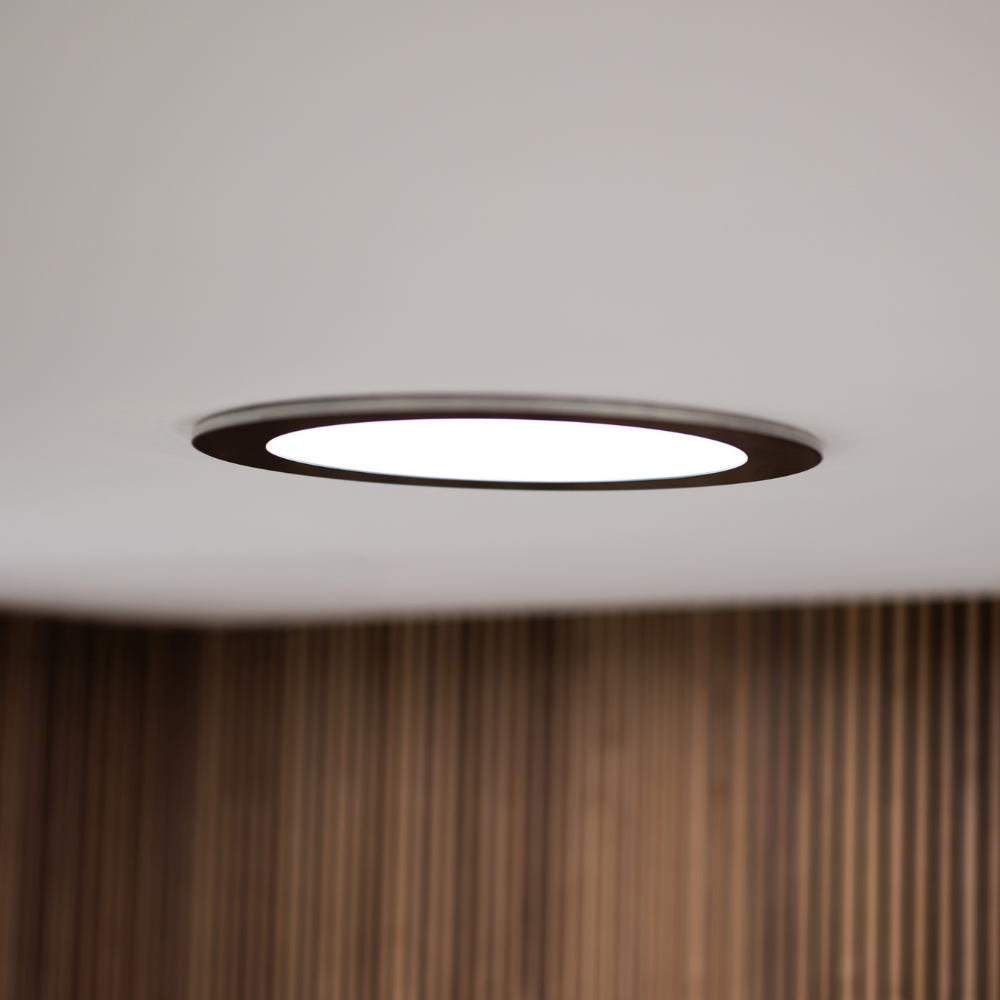 Powerdaylight diam. 25cm Plafondplaat rond opbouw zwart binnenzijde