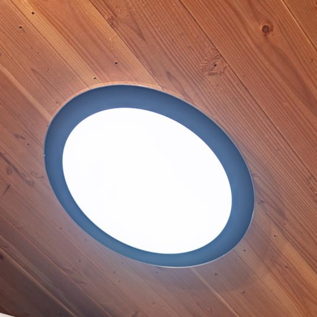 Powerdaylight diam. 53cm Plafondplaat rond opbouw zwart binnenzijde