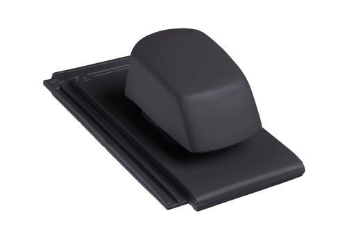 BMI Tuile Plat zwart vol donker ontluchtingspan met adapter