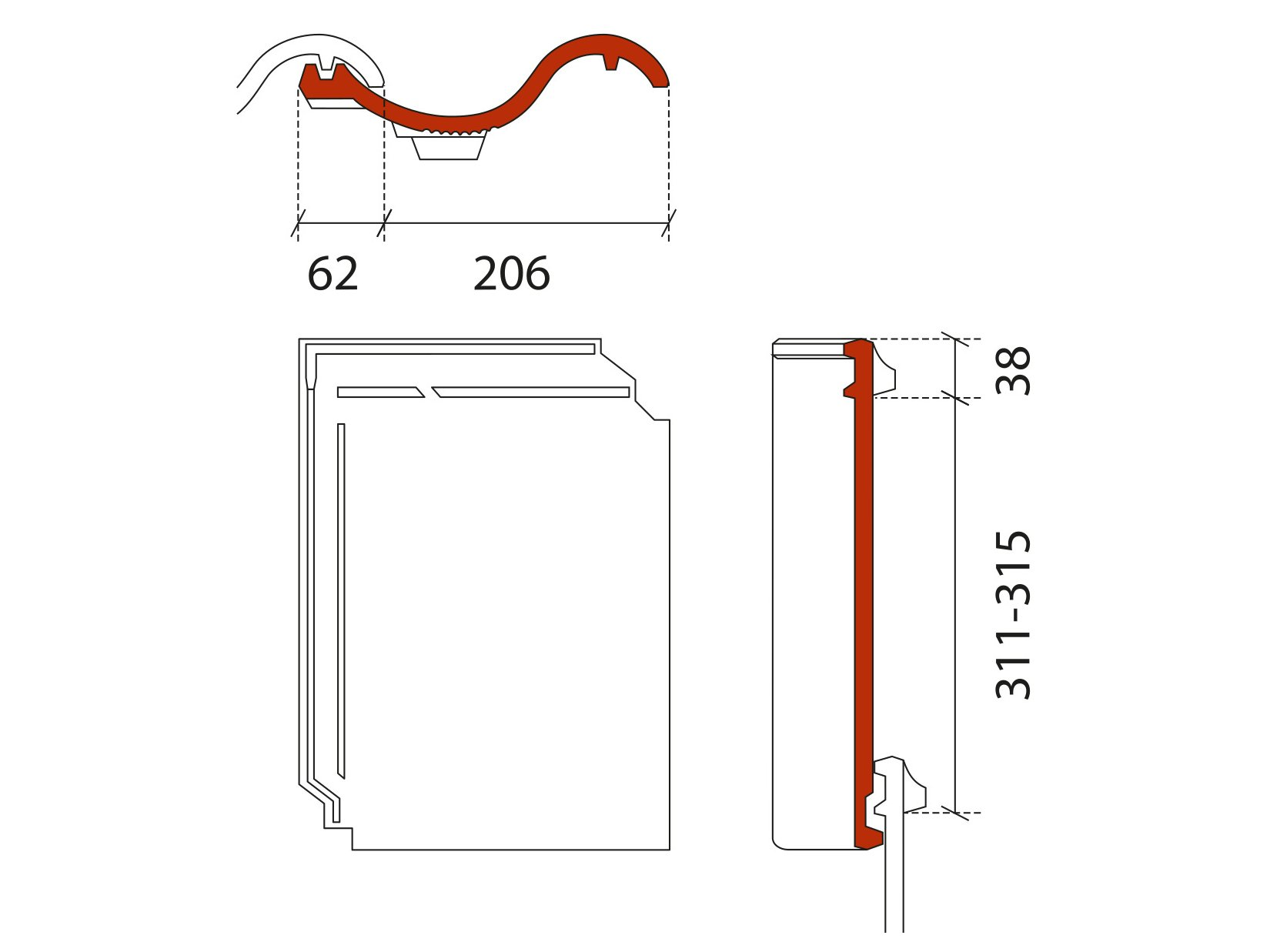 BMI OVH 206 rood rustiek dakpan 15,3 - 15,7 st/m²