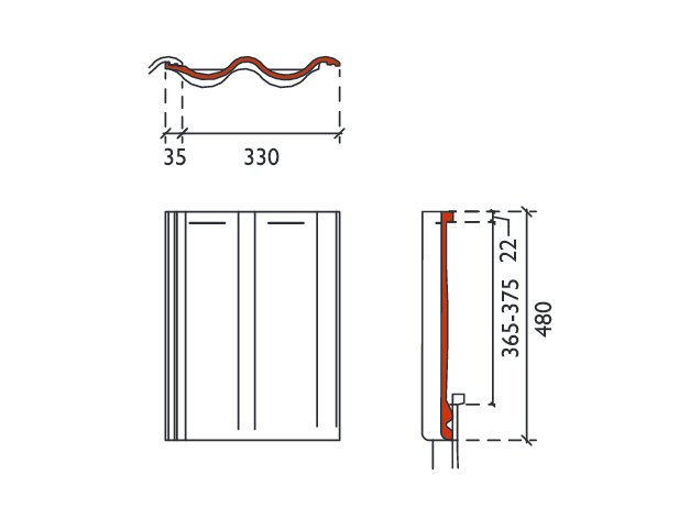 BMI Low Pitch System natura rood dakpan 8,1 - 8,3 st/m²