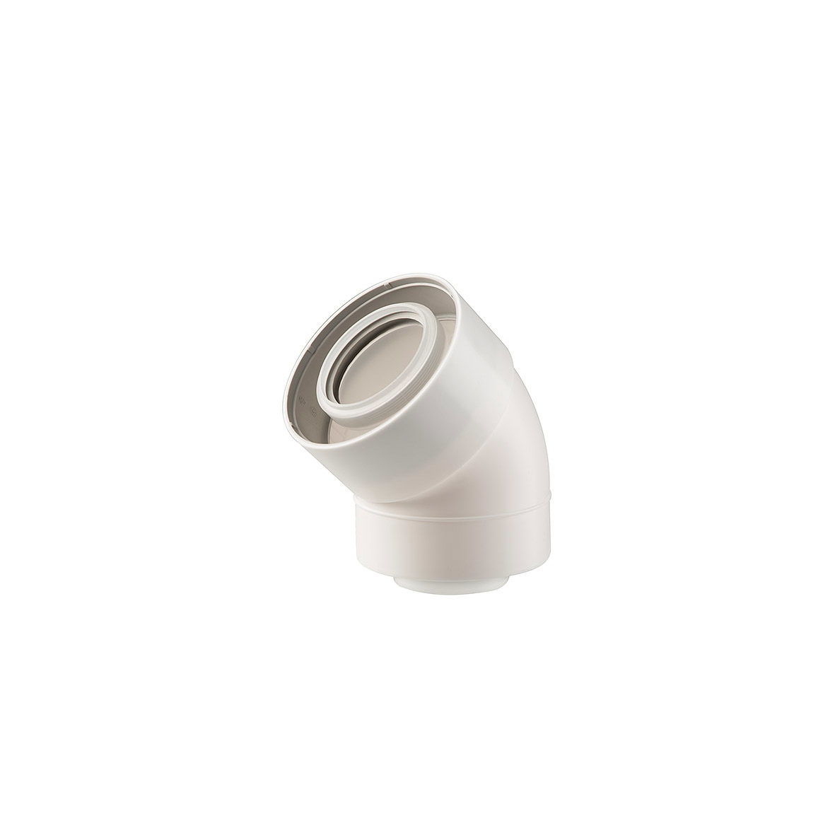 Ubbink UbiFit Bocht 45gr. Conc. diam 60/100 PPTL/KS wit