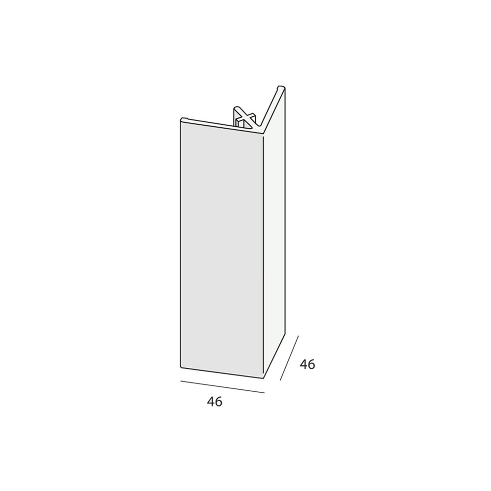 Uitw. rechth prof Ker 46x46mm licht ivoor cla nerf L=4000