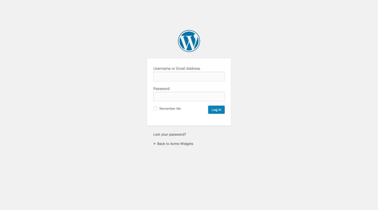 WordPress login form before