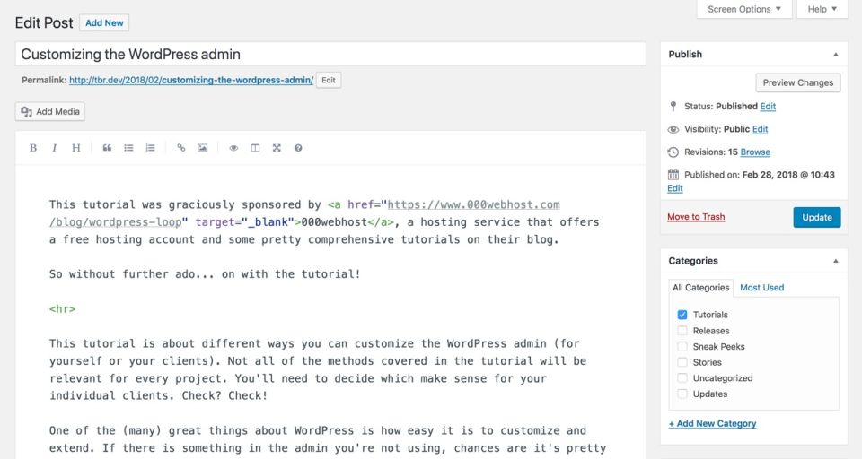 WordPress editor with markdown support