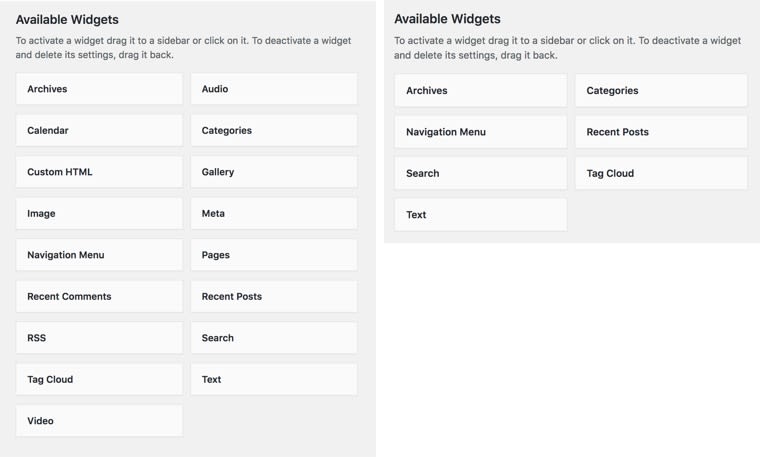 WordPress widgets comparison