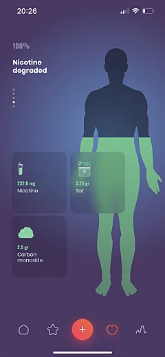 nicotine degraded body, smoxy app screen