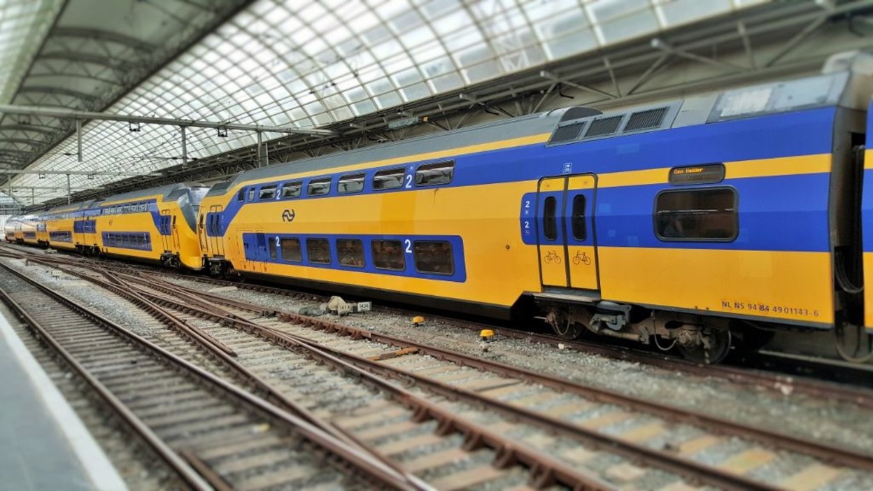 Exterior of NS VIRM train used for Dutch Intercity services