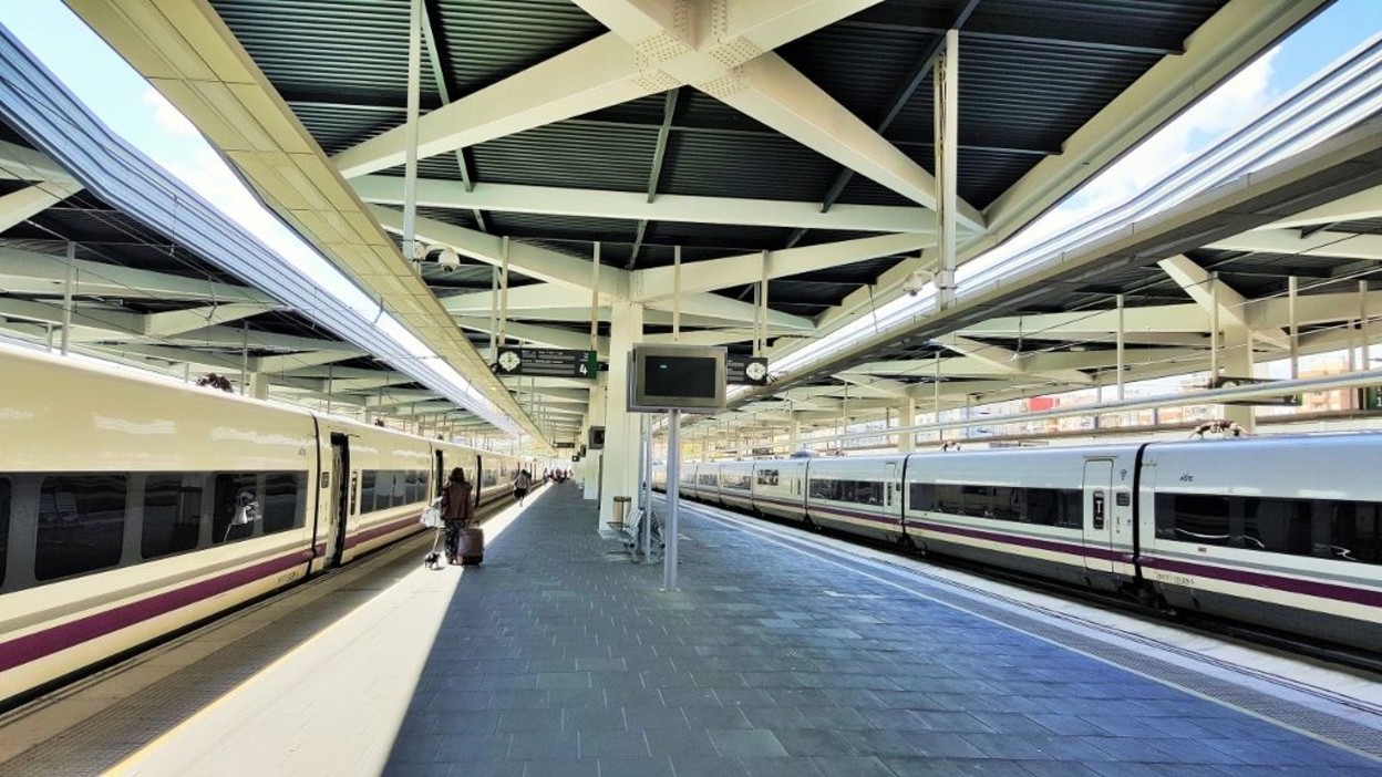 Boarding an AVE train in Valencia