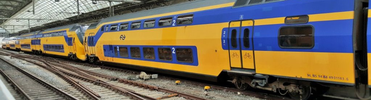 Exterior of NS VIRM train used for Dutch Intercity services