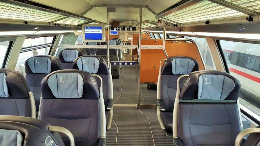The upper deck 1st class saloon on a DB Intercity 2 train