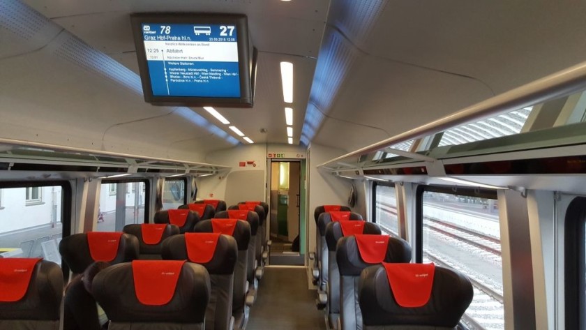 First class seating saloon on a Czech (CZ) Railjet