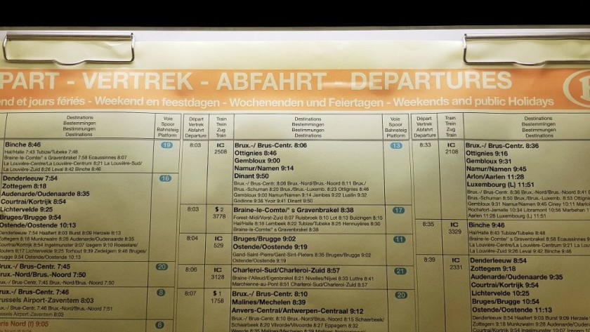 A weekend departure sheet