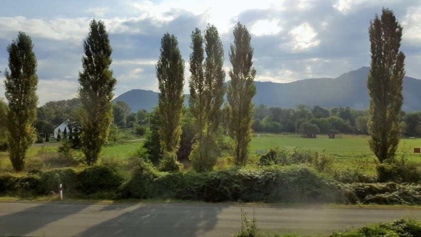 The Danube viewed from a train near Vac