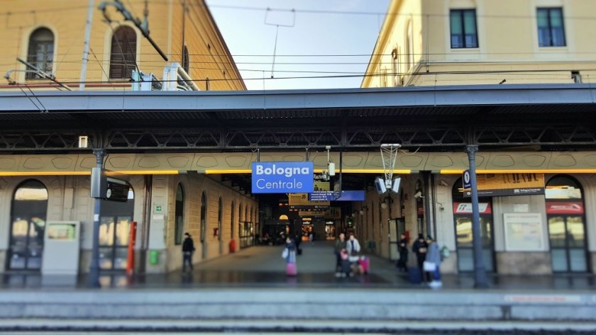 Looking towards the Ovest station from binario 4 in the main station in Bologna