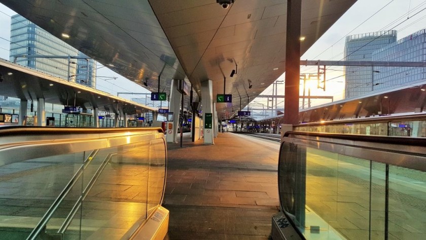 The sun sets over Wien Hbf