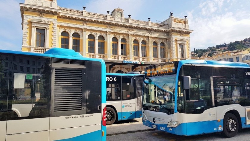 The bus routes/lines which serve Trieste Centrale stop in front of the station