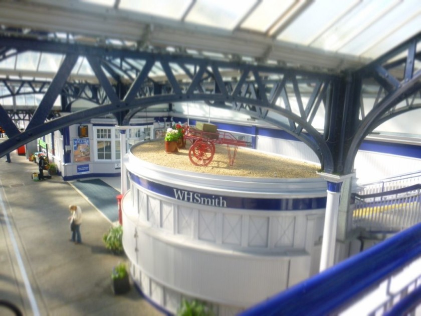 Looking down on the staircase which connects platform 2 to the footbridge