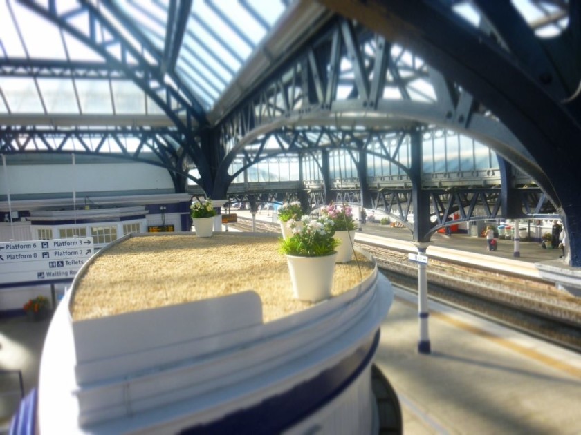 Looking down from the footbridge on to platform 3, used by express trains heading south