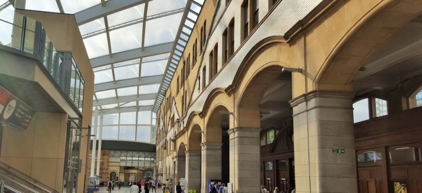 From the ticket gates go straight ahead through the arch to access the city