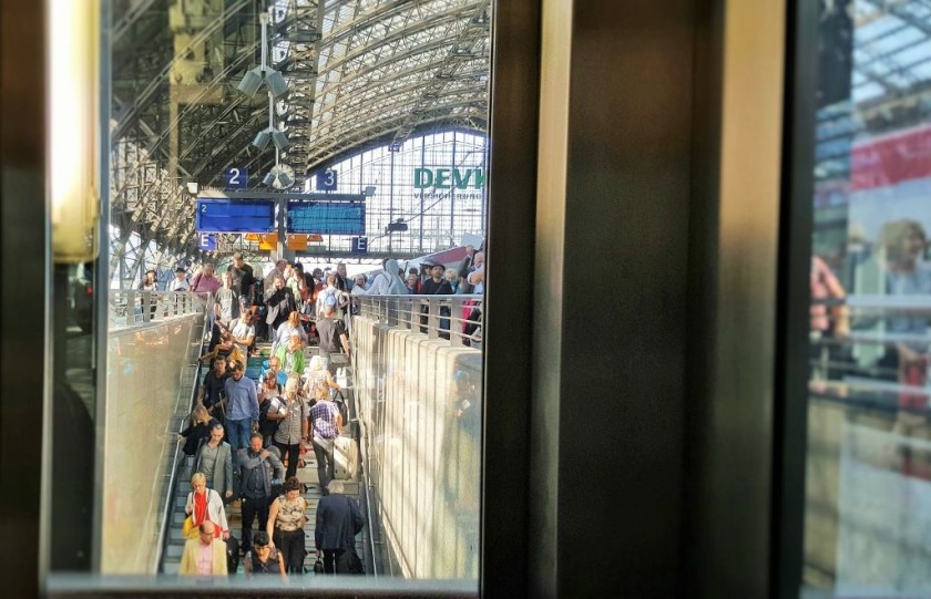 This image was taken inside an elevator on the platform, the stairs are leading down to the 'B' passage way.