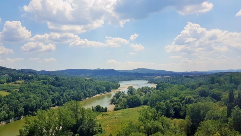 Leaving Umbria behind as the train crosses the river Paglia