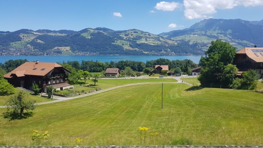 Approaching Spiez station in better weather!