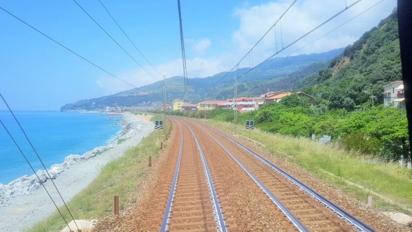 The view through the rear door of the IC train