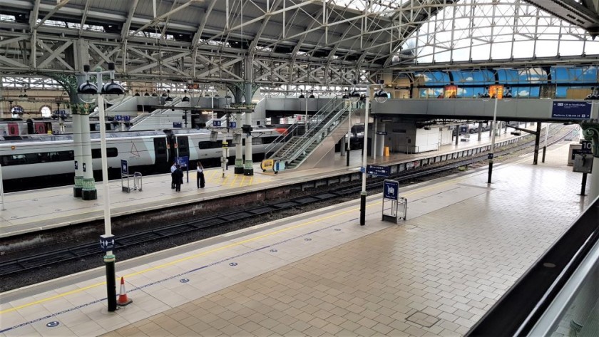 The bridge which spans the station connects all the platforms