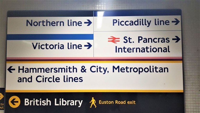 When using that entrance to the Underground ignore this sign and go left for the Northern, Piccadilly and Victoria Lines