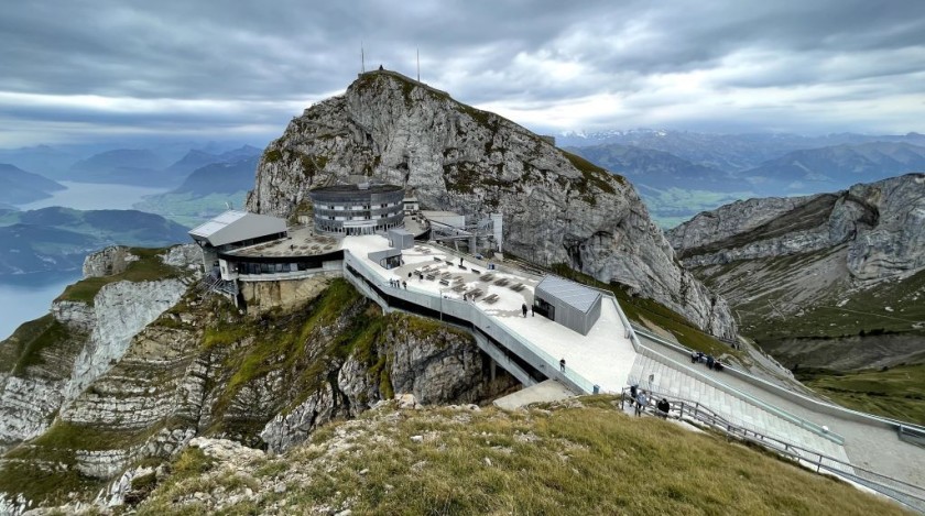 The rail station and cable car share an interchange at the top of the mountain