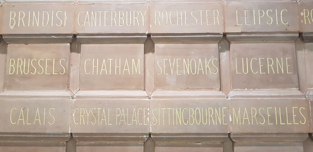 The old destination wall at London Blackfriars