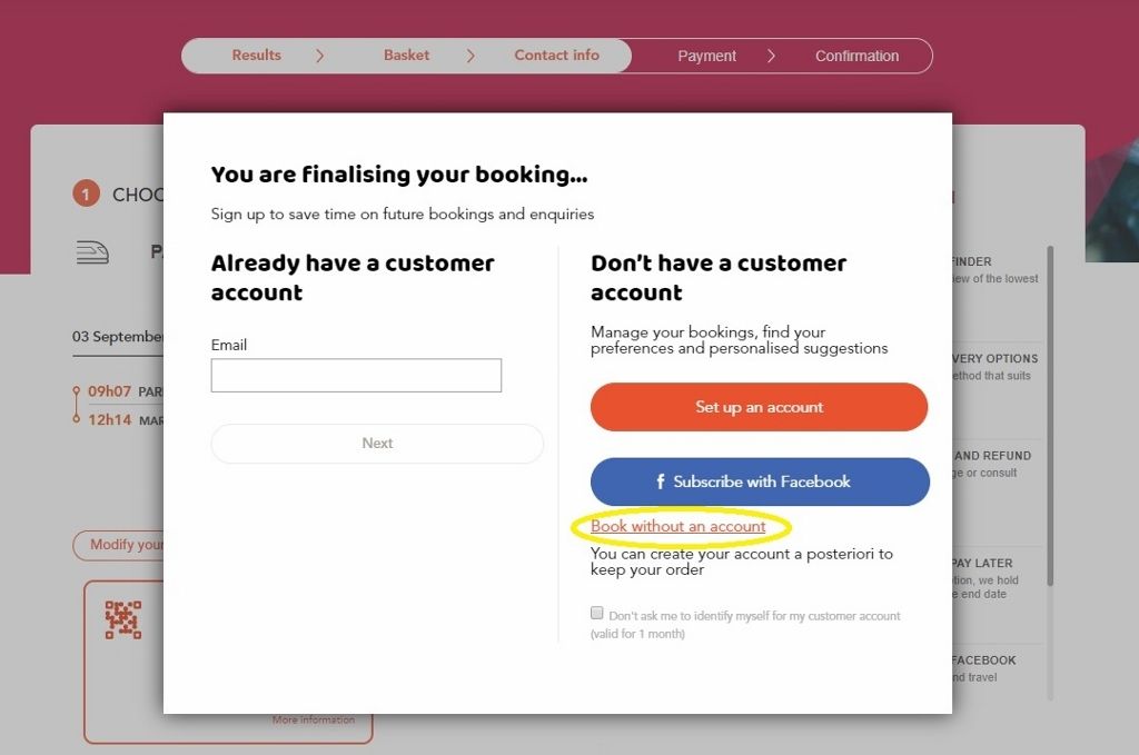 registering with OuiSNCF