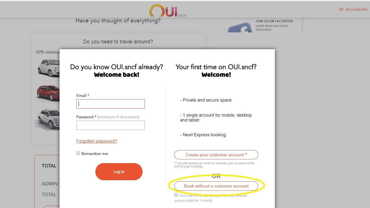 paying for tickets when booking on Oui.SNCF