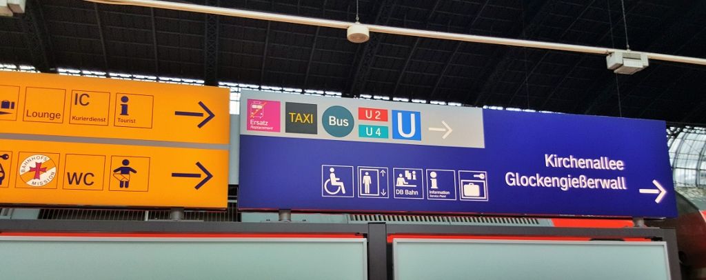 using the signage at a major station in Germany