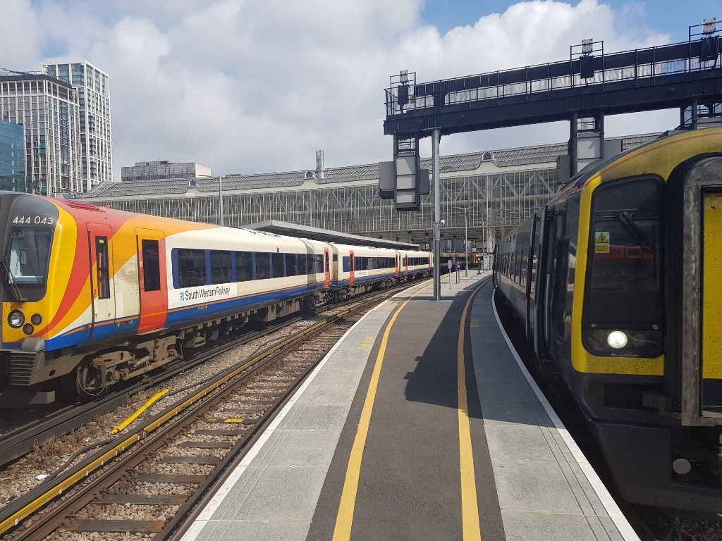 Trains operated by South Western Railway at Waterloo station