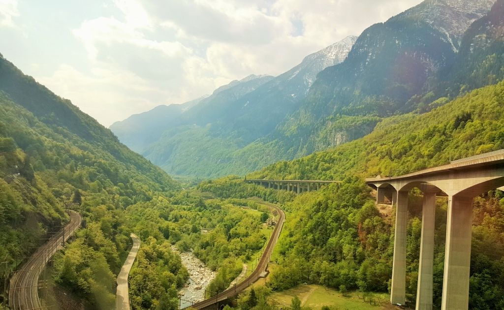 Heading north from Bellinzona on a day trip by train