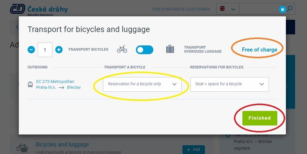 Reserving spaces for bikes on trains in The Czech Republic