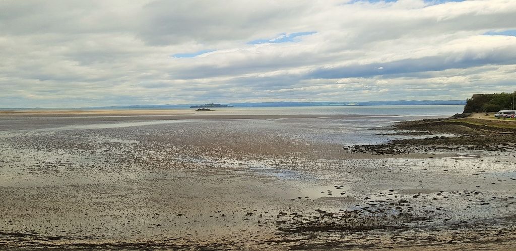 The view from the north shore of the Firth of Forth on a train between Edinburgh and Dundee