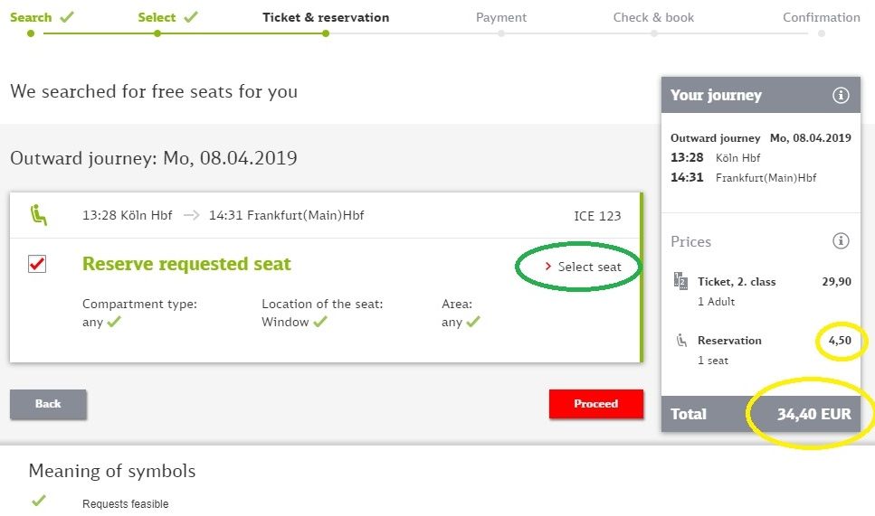 Selecting a seat when booking with DB part 1