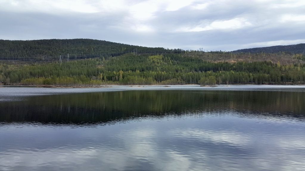 Looking over the Tyrifjorden on a journey from Oslo to Bergen by train