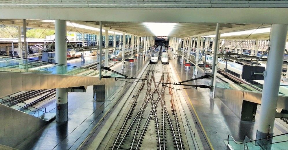 Looking towards the part of the station which the trains depart from at Madrid-Atocha