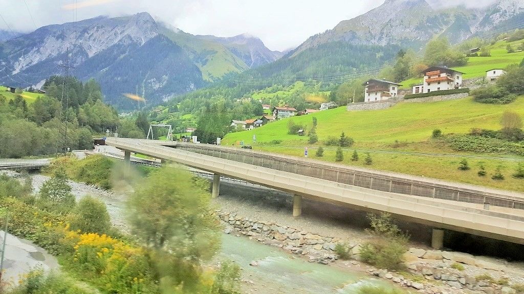 Travelling through Austria on the EC train from Zurich to Graz