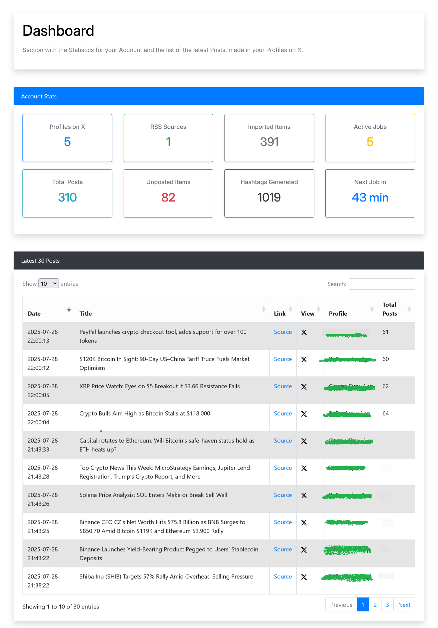 Xflow Dashboard Preview