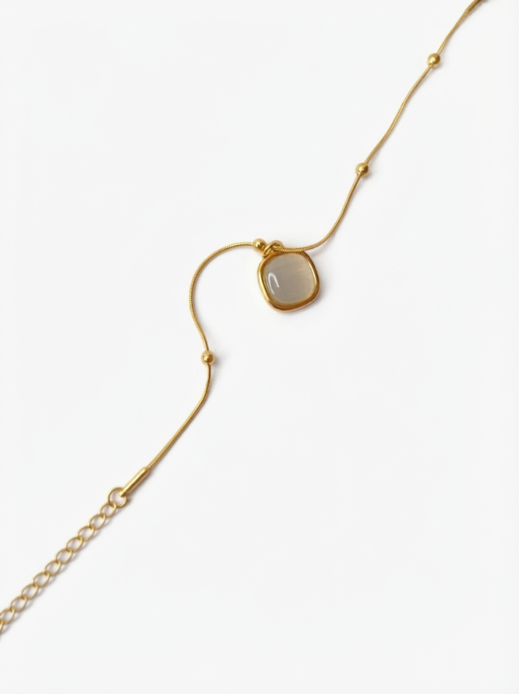 Gold-Toned Square Stone Delicate Link Bracelet