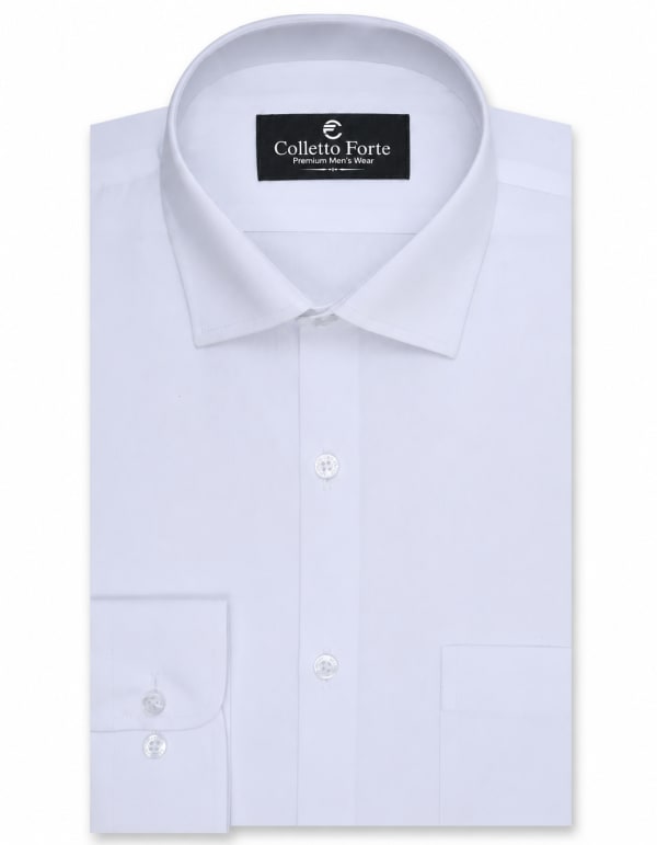 White Cotton Men's Formal Shirt image