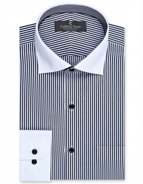 Black and White Contrast Stripe Men's Formal Shirt image