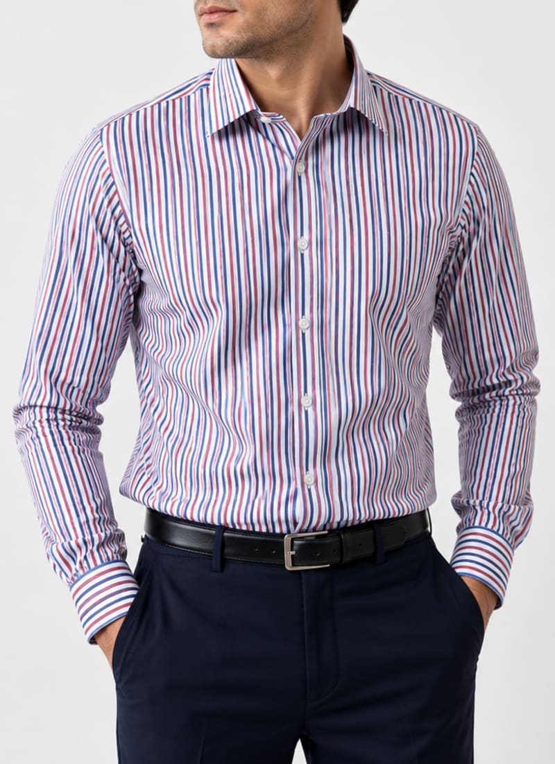 Men's Red Stripe Formal Shirt