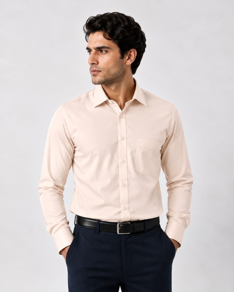 Men's Beige Formal Shirt image